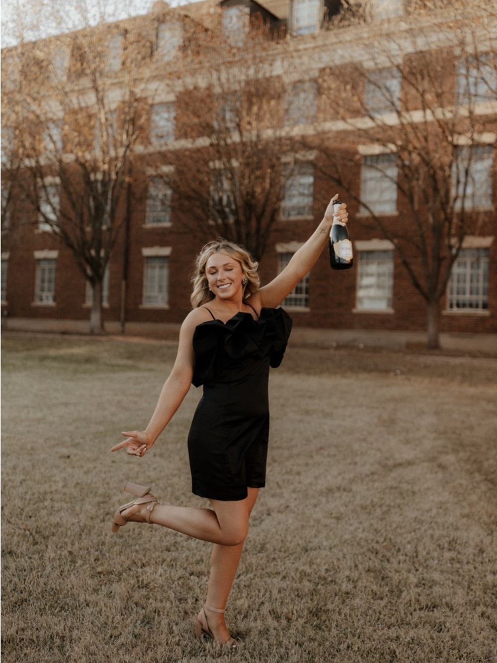 Black Ruffle Off-Shoulder Mini Dress - Picture 6 of 7